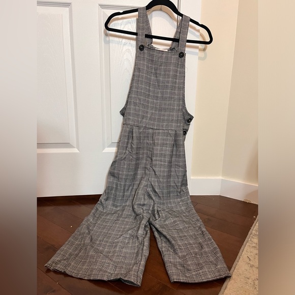 Black and Grey Plaid/Houndstooth Overall Romper, Size Small - Picture 2 of 7